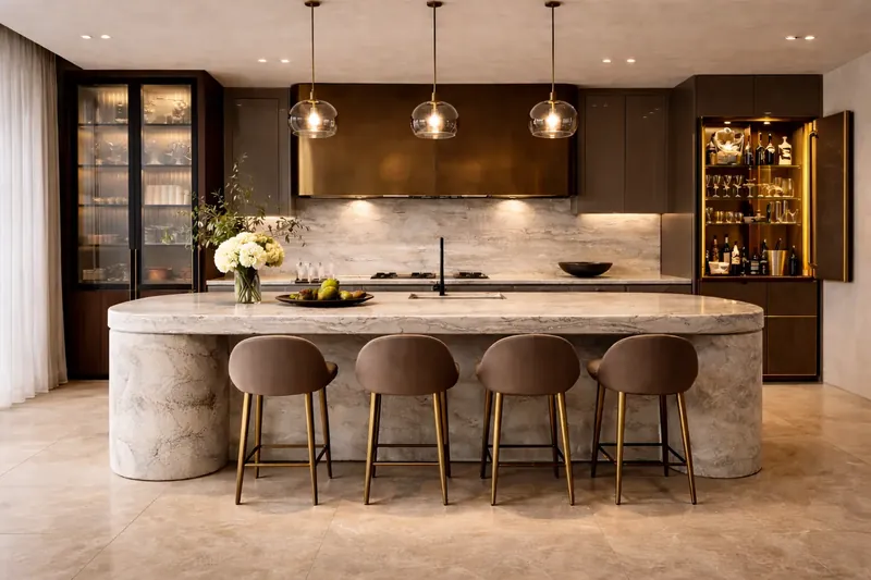 Kitchen Area: a kitchen sized for use, not display. Mini Farmhouse, Delhi.