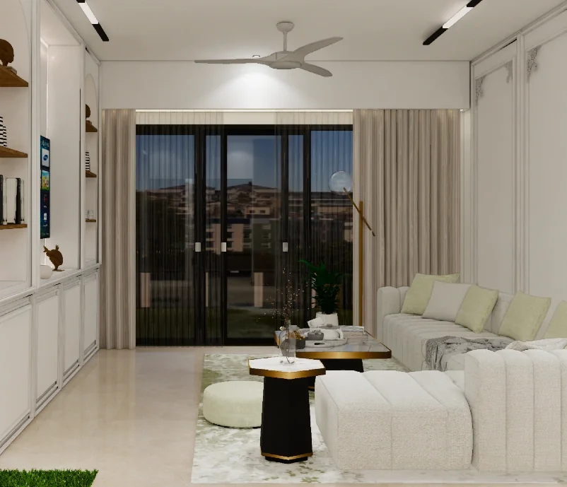 neo-classical living room, 2 bhk residence, south delhi — indéva studio