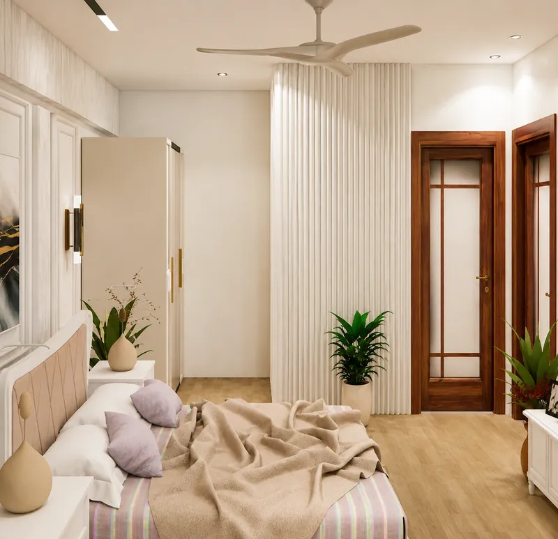 Master Bedroom Hallway: a quiet passage between spaces. South Delhi Neo-Classical Residence, South Delhi.